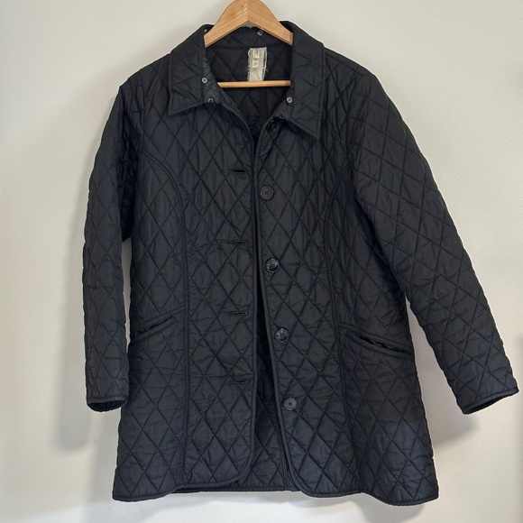 Vintage Jockey | Women’s  Nylon Quilted Barn Jacket Black with Brown Faux Fur - Picture 4 of 11